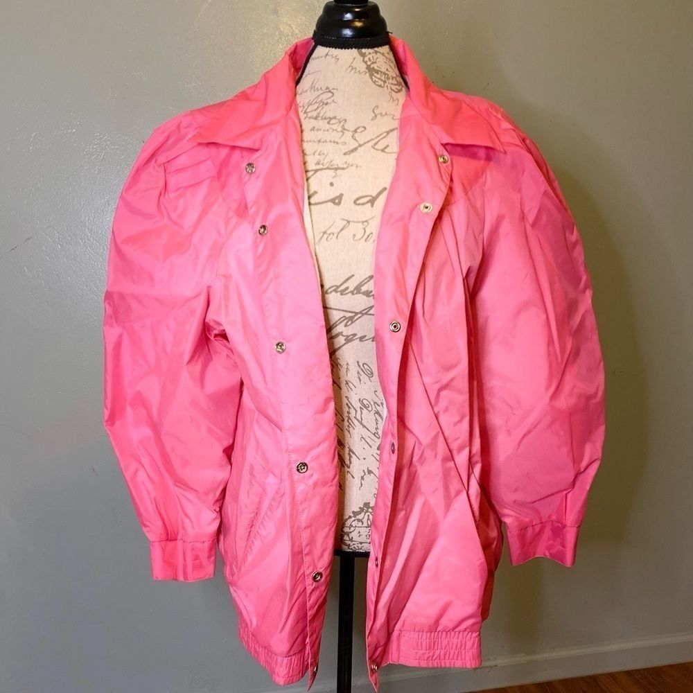 Vintage 1980s Current Seen plus size pink collared windbreaker jacket